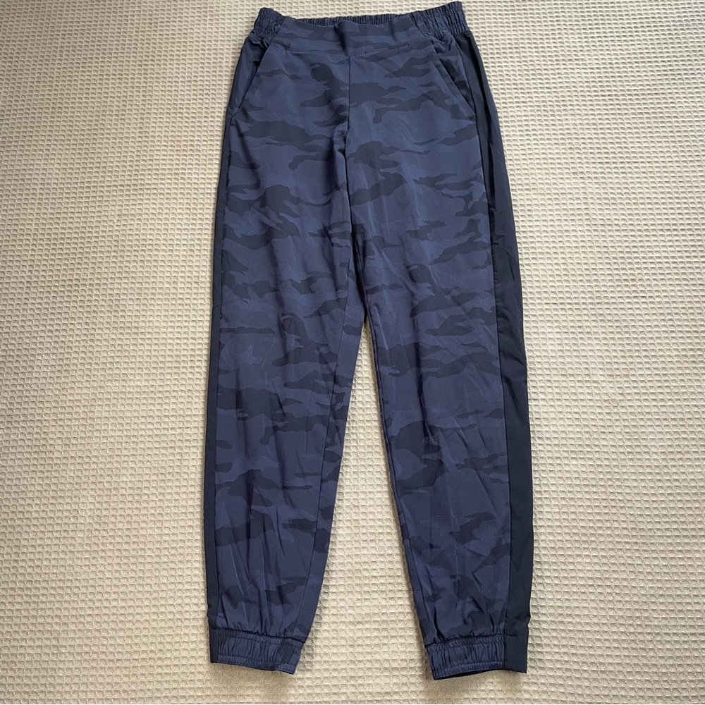 Athleta Brooklyn Textured Jogger Pants‎ 0P 0 Petite Womens Blue Camo